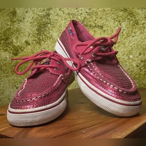 Sperry Pink Sequin Boat Shoes